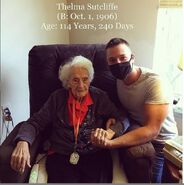 Thelma Sutcliffe at the age of 114 with GRG-Nebraska Correspondent, Ethan Unruh