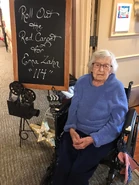 Zahn on her 114th birthday in 2022