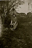 Westman as a young woman, pictured with her pet dog.