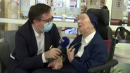 Randon (aged 116) being interviewed by David Tavella, the manager of her retirement home, on 9 February 2021, two days before her 117th birthday.