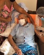 da Silva receiving his second dose of the Covid-19 vaccine in March 2021 at the age of 109