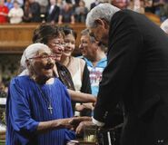 Aged 104, with then-Canadian Prime Minister Stephen Harper