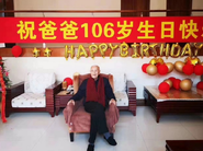 Zhang Lixiong on his 106th birthday in 2019.