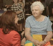 Crosby meeting Premier of Queensland Annastacia Palaszczuk while celebrating her 110th birthday