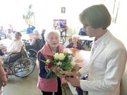 On her 111th birthday in 2023, with Waclaw Jan Kroczek