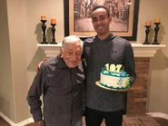 Francis Zouein107.jpg (62 KB) Zouein on his claimed 107th birthday with his son Emeal "E.Z." Zwayne in 2018.