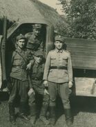 Marian Fuks (first from the left) in Aleksandrow, Klobuck County in 1944