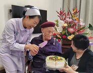 Zhang Lixiong on his 108th birthday in 2021.