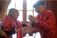 Wu Zhicheng (left) and Chen Zhongbo (right), both age 107, attending a ceremony in Shanghai in October 2017.