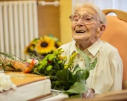 Bedřiška Köhlerová on her 108th birthday in 2015.