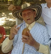 At the age of 100 (claimed 105).