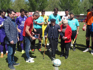 De la Fuente Garcia standing and kicking a ball at the age of 110