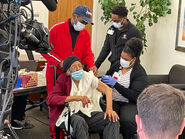 Bohannon at age 111, being vaccinated against Covid-19.