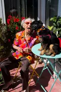 Colette Maze with her dog on 14 July 2022 at the age of 108.