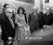 Boris (age 75, far left) attending a French poster exhibition in May 1976.