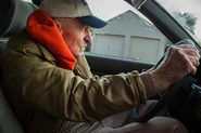 Aged 104, driving his car.