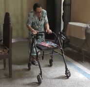 Matilda D'Souza walking at the age of 110.