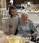 Aged 110, with her great-great-granddaughter Avery (aged nine)
