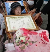 Toshi Koishi in September 2020, aged 110.