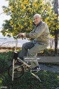 Maurice Floquet on his exercise bike at age 108 (1 May 2003)