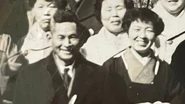 Yasue Okai in her 50s (on the front right), with her husband Heizaburo
