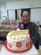 Nakachi on her 110th birthday in 2015.