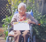 Shinobu Hayashi on her 110th birthday in March 2019.