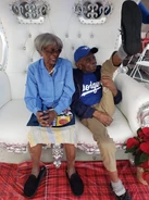 Clark celebrating his 108th birthday with his wife Lula (aged 98) in 2020