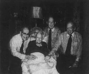 Bly (front, age 101) celebrating her 101st birthday with her sons surrounding her on June 28, 1995.