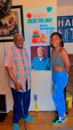 Randall on his 108th birthday in 2021 (claimed 110th)