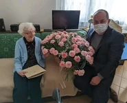 Zdenka Kašparová on her 109th birthday in 2022.