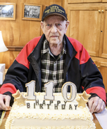 Dransfield on 16 March 2024, shortly before his 110th birthday