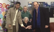 Jones, 113 (seated), celebrating Christmas in 2012, with MP Simon Hughes (right)
