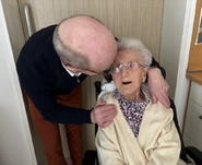 Adele Lankenau111.jpg (77 KB) Adele Lankenau on her 111th birthday with her son Horst Lankenau in 2024