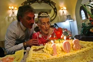 Cueto on her 108th birthday with her godson Elio Garcia in 2008