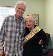 Schultz standing on her 110th birthday in 2023