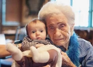 Thompson (aged 112) holding her great-great-great niece