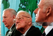 Laking (middle, age 103) surrounded by veterans like himself at the Dominion institute's 85th anniversary of Vimy Ridge in April of 2002.