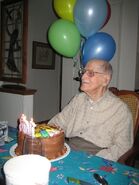 McCoubrey celebrating his 108th birthday in 2009.