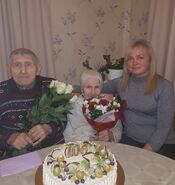 On his 106th birthday with his wife Veronica in 2020