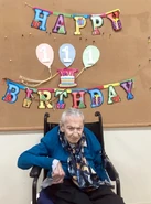 Cox on her 111th birthday in 2018
