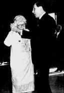 Dancing on her 107th birthday party with Sen. Don Twitchell in 1988