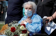 Leonila Gvajava leaving the hospital on 6 September 2021, after surviving COVID-19, aged 111