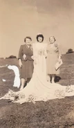Piano (middle, age 26) her mother Lena (right) and Theresa's mother in law Mildred (left) on Theresa's wedding day in 1943.