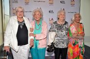 Ruthie Tompson (aged 103), Connie Sawyer (aged 101), Shirley Toodie Wieberg and Monica Lewis (aged 92) attend the Shorts Program 2 during the 2014 Los Angeles Film Festival at Regal Cinemas L.A. Live in Los Angeles, California, USA on 14 June 2014.