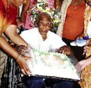 On his 109th birthday in 2009.