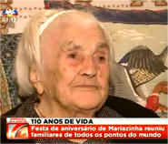 Maria da Costa Almeida on her 110th birthday in 2010.