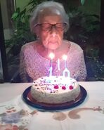 Camacho Quiros on her 110th birthday in 2021.