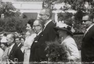 Camacho Quiros (far right), Lady Bird Johnson (far left), Francisco Orlich and Lyndon B. Johnson (both center) on 30 June 1964.