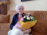 Juniewicz on her 115th birthday in 2021.